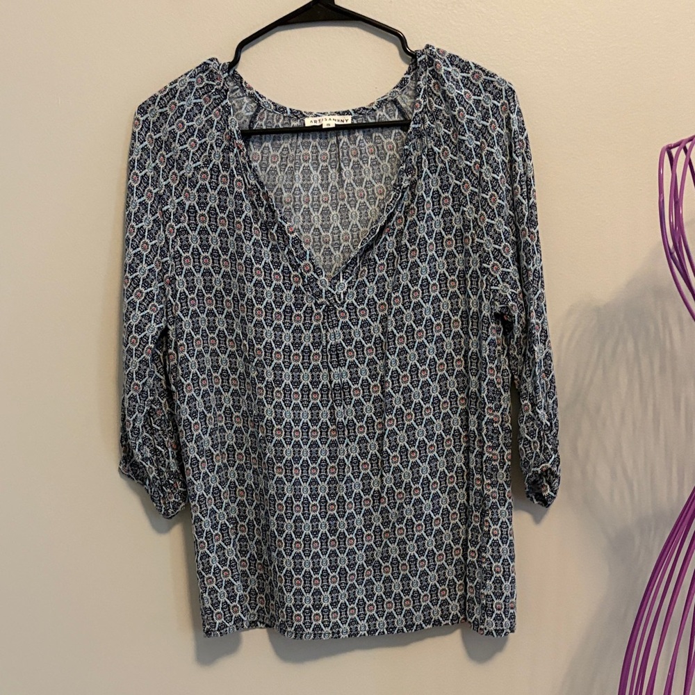 Artisan Ny Geometric Blue Blouse